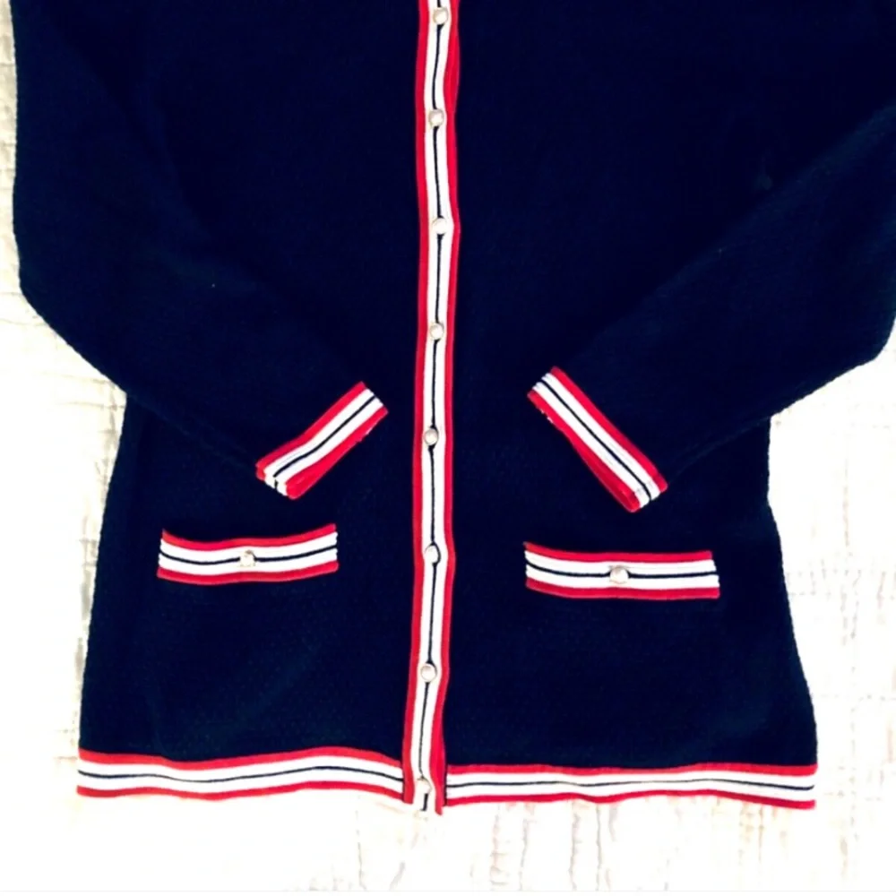 Talbots Navy Blue Cardigan Sweater Textured Preppy Knit career casual 1X 14 16 - Picture 8 of 16